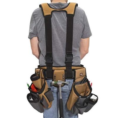 China Functional/Lightweight Portable Portable Waist Bag Heavy Duty Padded Carpenter Waist Tool Belt With Suspenders Tool Bag for sale