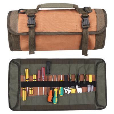 China Portable Coil Repair Tool Bag Canvas Convenient Electrician's Bag Thicken Hardware Storage Roll Bag for sale