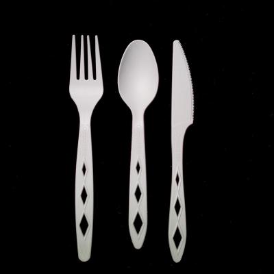 China Factory Price Disposable Cornstarch PLA CPLA Biodegradable Dinner Forks Disposable Portable Travel Cutlery Set for sale