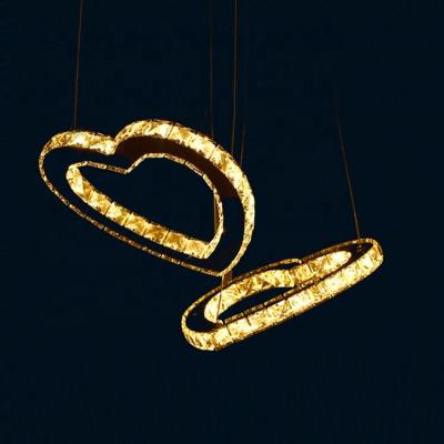 China Modern Creative Unique Crystal Heart Shape Dimmable Chandeliers Pendant Lighting Modern Light For Kitchen Dining Room for sale