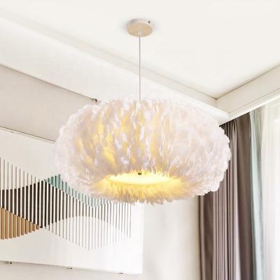 China Modern feather chandelier warm lamp living room Nordic modern minimalist creative net red lamp INS girl and romantic master bedroom for sale