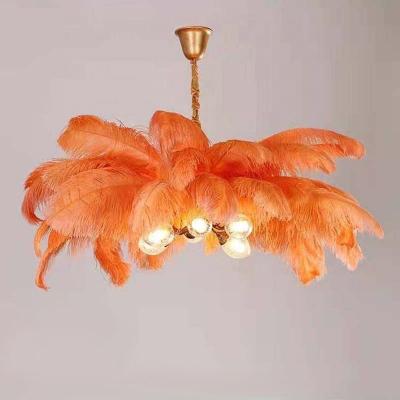 China Modern Ostrich Feather Chandelier All Bedroom White Feather Chandelier Clothing Store Light Luxury Copper Net Red Chandelier for sale