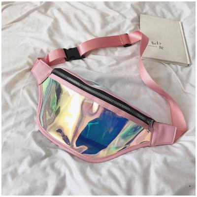 China 2019 New Fashion High Quality Laser PVC Shoulder Waist Bag Strap Lady Transparent Wide Chest Bag for sale