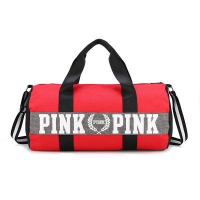 China Custom Duffel Bag New Style Printed Duffel Bag With Zipper Pink Duffel Bags Waterproof 2022 Women Gym Women Sports Travel Bag for sale