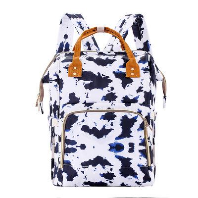 China Fashionable Grain Diaper Large Capacity Cowhide Bag Mommy Bottle Bag Large Capacity Diaper Back Backpack for sale