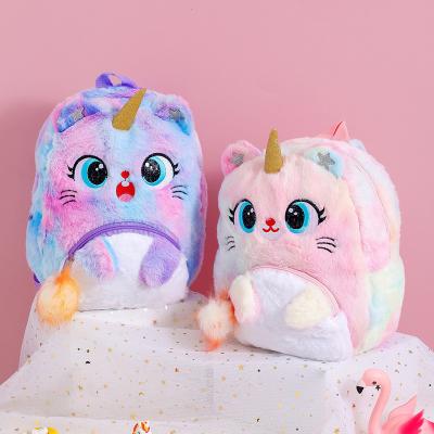 China Wholesale Cartoon Print Toddler Kids Teen Pink School Bag For Kindergarten Student Preschool Children Plush Unicorn Backpack For Girls for sale