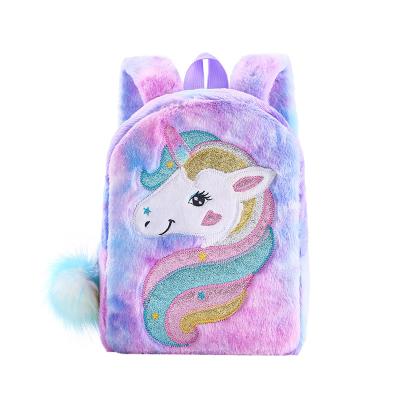 China Cartoon Printing Kids Unicorn Backpack Preschool Plush For Girls Toddler Wholesale Kids Teen Pink School Bag For Kindergarten Student for sale