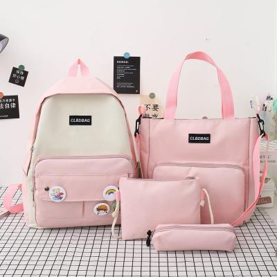 China Cartoon Printing 4 Pcs/Set Wholesale Girls Backpack Korean Student Leisure Large Capacity Canvas Large Capacity Version Women's Backpack for sale