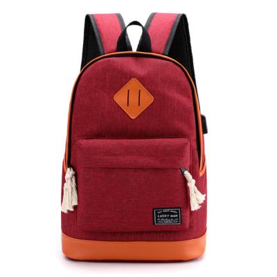 China With USB 2019 Wholesale Cheap OEM Fashion School Backpack Carry On Canvas Convertible Backpack Daily Casual Travel Bag for sale