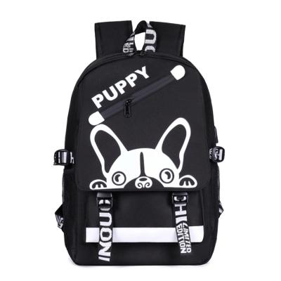 China Wholesale Fashion Fluorescence Cartoon USB Student Polyester Backpack Luminous School Bookbag Waterproof for sale