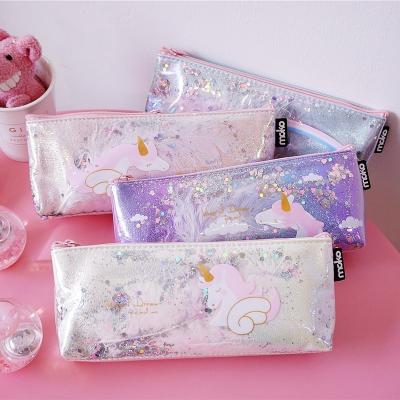 China Durable Cute Transparent Bag Pen Pouch Stationery School Supplies Unicorn Pencil Case Big Capacity School Pencil Bag Storage for sale