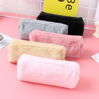 China Recyclable Material Pen Case Plush Plastic Box OEM Style PCs Artwork Color Package Pencil Plush Bag Transparent for sale