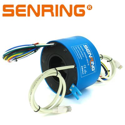 China Aluminum Alloy 1 Channel CAT5 Ethernet Slip Ringwith RJ45 Through Hole Slip Ring 6 Wires Each 10A With Bore Size 50mm for sale