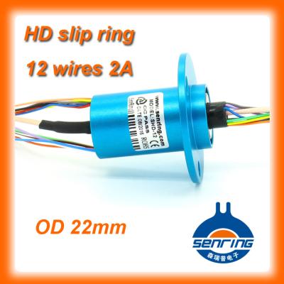 China Capsule Flange 12 Circuits With 1 Channel 1080p HD SDI Coaxial Slip Ring SHD-12 for sale