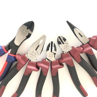 China Cutting Pliers All Kinds Of Soft Satin Steel Pliers Satin Steel Soft Steel Long Nose Combination Pliers PVC Finish Imperial Outer Packing Card for sale