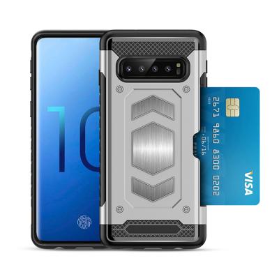 China 2019 New 2In1 Adsorption Car Mount Shockproof Card Slot For Samsung Galaxy S10 Custom Rugged Shockproof Phone Case for sale