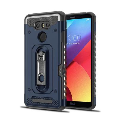 China 2019 Eco-friendly New Metal Kickstand Tpu PC 2 In 1 Card Slot Design For LG G6 Phone Case Mobile for sale