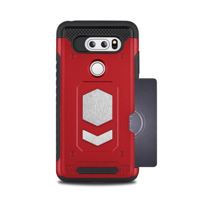 China 2019 Hot Selling Shockproof Magnetic Products Armor Credit Card For Lg V30 Phone Case Double Layer Iron Tpu PC for sale