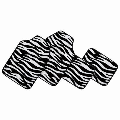 China Custom Business Car Floor Mats Car Mats / Luxury Fancy Design Zebra Pattern 4 Pieces Foot Mat Car for sale