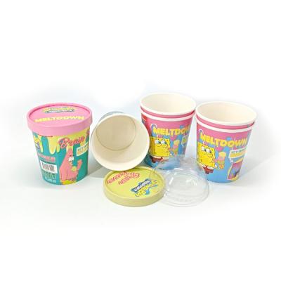 China Disposable Recycled Materials Take Away Food Bowl Yogurt Tub Ice Cream Biodegradable Paper Cup With Lid for sale