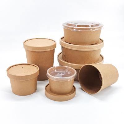 China Wholesale Food Factory Kraft Paper Salad Bowl Paper Soup Rolls Salad Bowl for sale