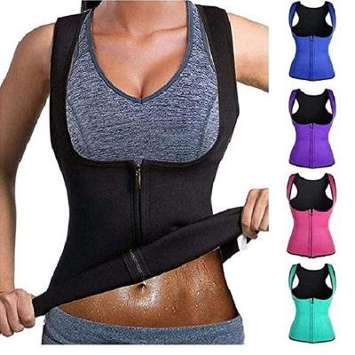 China Sports Women Waist Trainer Slim Corset Vest Neoprene Sauna Tank Top Zipper Weight Loss Body Shaper Shirt for sale