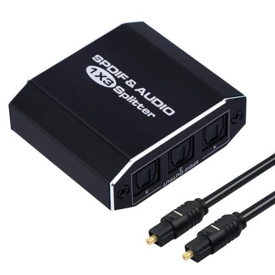 China Optical Audio Splitter 1x3, Aluminum Alloy SPDIF Toslink 1 Digital Fiber Optic Audio Splitter with 3.5mm Fiber Optic Cable Eri-3.5mm Audio Cable for sale