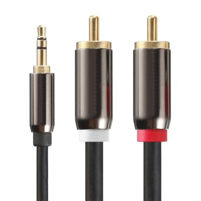 China 3.5mm 2RCA To Stereo Y Splitter Cable Audio Auxiliary RCA Cable 24K Gold Plated Male To Aux Cable Male Cord Eri-3.5mm Audio Stereo for sale