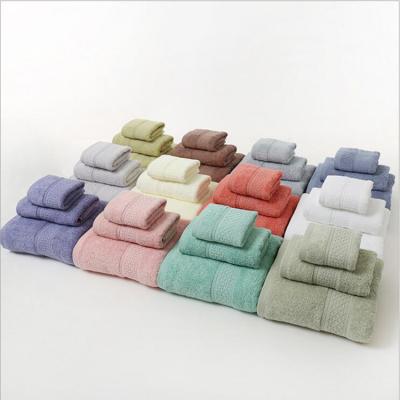 China QUICK DRY 100% cotton color cut-off single long-staple towel three-piece bath towel set for sale