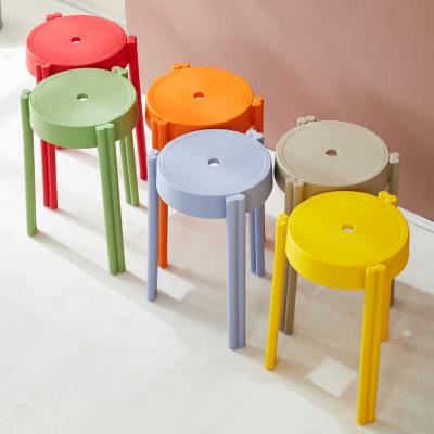 China Wholesale Stackable Modern Simple Home Furniture Black Plastic Dining Room Stools for sale