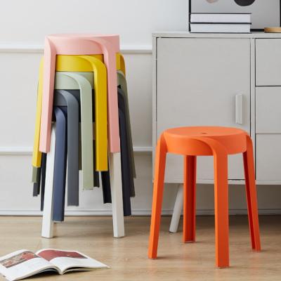 China Living Room Design Stackable Classic Cheap Colorful Plastic Furniture Stools Round Plastic Stool for sale