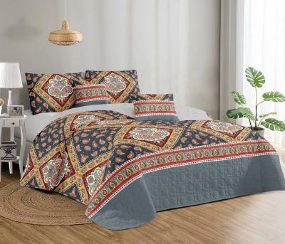 China Modern Stock Fabric Design Printed Comforter Quality Bedspread Set 3 Pcs Bedding Set for sale