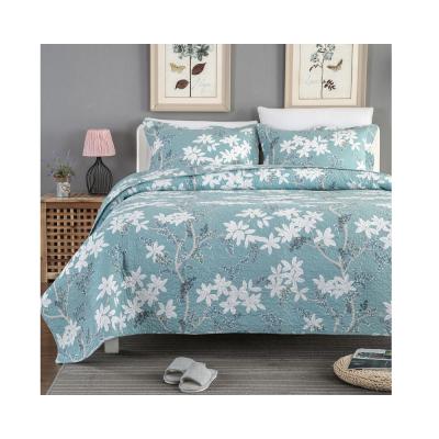 China Durable China Factory Professional Customized Cotton Printed Green Floral Printed Bedspreads Comforter Set for sale