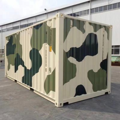 China Overseas shipping and cargo standard shipping container 20ft camouflage color dry camouflage for sale