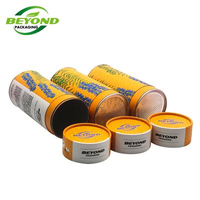 China Recycled Round Custom Tea Box Packaging Cylinder Cardboard Paper Materials Food Grade Packaging Tubes With Skin Off Airtight Lid For Spice Supplement for sale