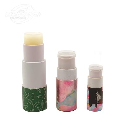 China Recycled Materials Biodegradable Eco Friendly Luxury Design Twisted Up Empty Deodorant Container Paper Lift Up Cardboard Lip Balm Tube For Lipstick for sale