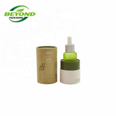 China Recyclable Luxury Custom Empty Oil Serum Cylinder Canister Paper Cardboard Tube Cosmetic Paper Packaging for sale