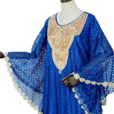 China 100% Polyester African Clothing Plus Size Loose Long Sleeve Boubou With Gold Appliques 4 Piece Embroidery Abaya for sale