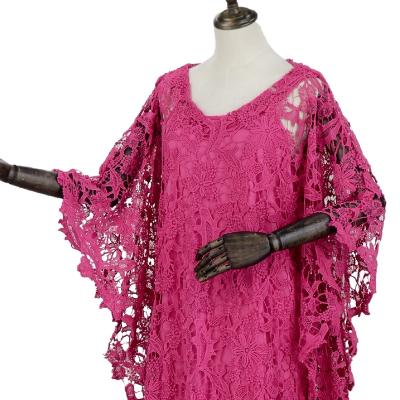 China Dashiki 100% New 5103G# Polyester African Women Fashion Water Soluble Lace Rope Abaya Plus Size Loose V-Neckline Boubou With Inside 2 Pieces for sale