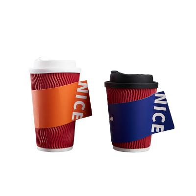 China Factory Price 100% Disposable Wall Coffee Paper Cup Sleeves 4oz 8oz 8boz Packaging Custom Biodegradable Paper Disposable Double Cups With Lids for sale