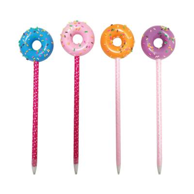 China Writing With Toy Stuffed Donut Pen Pencil Topper Cover Decorations Slow Rising Squeeze Pen Plush Toy for sale