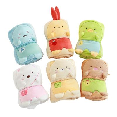 China Disposable Custom Soft Plush Animal Baby Wrap Toy Cartoon Flannel Baby Blanket Covering for sale