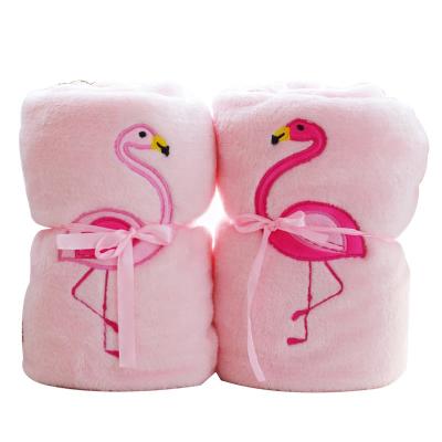 China Disposable Super Soft Plush Blanket Cute Flamingo Throw Animal Blanket 100CM for sale