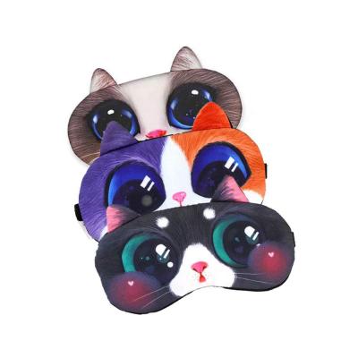 China New Fashion 3d Anti-wrinkle Printing Cute Plush Sleep Blindfold Cat Eye Cover Mask for sale