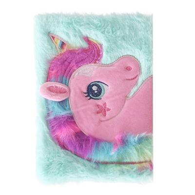 China Custom Mini Portable Dream Girl Kawaii Unicorn Diary Notepad Plush Notebook for sale