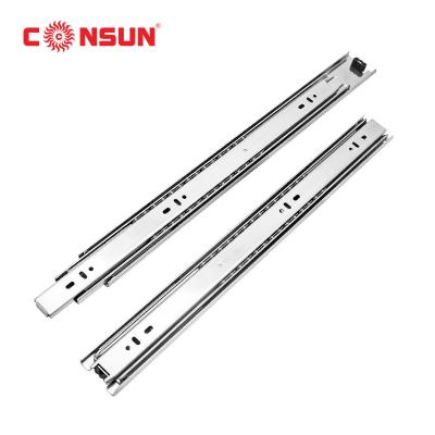 China 45mm Modern Furniture Hardware Full Extension 3 4501 Fold Slides Kitchen Cabinet Ball Bearing Drawer Slides for sale