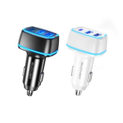 China Qi Upine Series 38W QC+PD 3 Ports Fast Charging Fast Charger Type-C PD For Mobile Phone Car Charger for sale