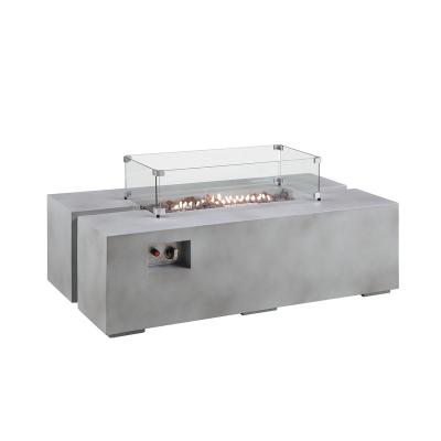 China JIAHE Rectangle Stainless Steel Aluminum Resin Gas Fire Pit Outdoor Rectangular Smokeless Table for sale