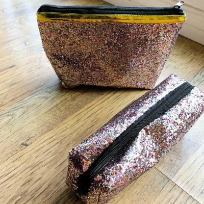 China 2018 newest shinning fabric makeup bag, pen bag,cosmetic bag for sale