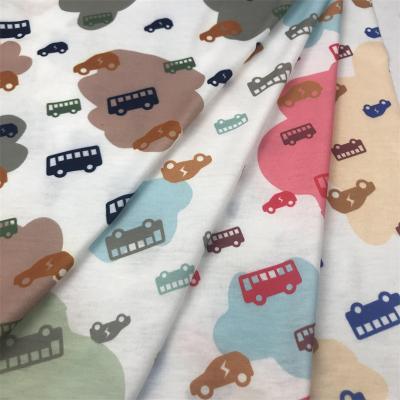 China Anti-Static Cartoon car design custom digital printed knitted elastic Liverpool bullet fabric clothing for sale